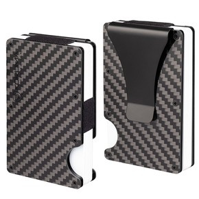 Premium Aluminium and Carbon Card Holder with Removable Clip (Black)