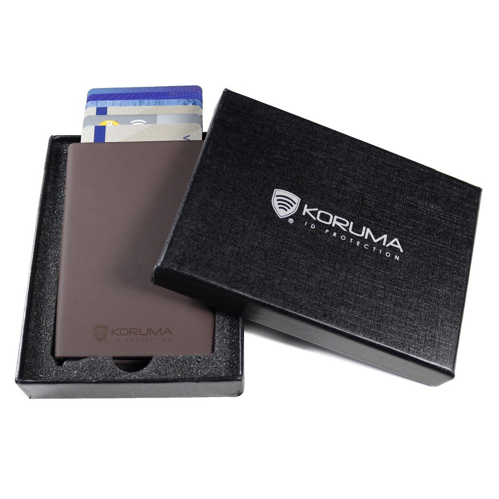 Aluminium RFID Blocking Credit Card Holder Pop Up Card Ejector Brown