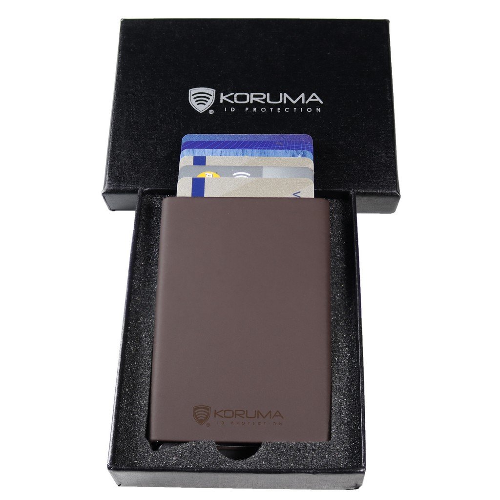 Aluminium RFID Blocking Credit Card Holder Pop Up Card Ejector Brown