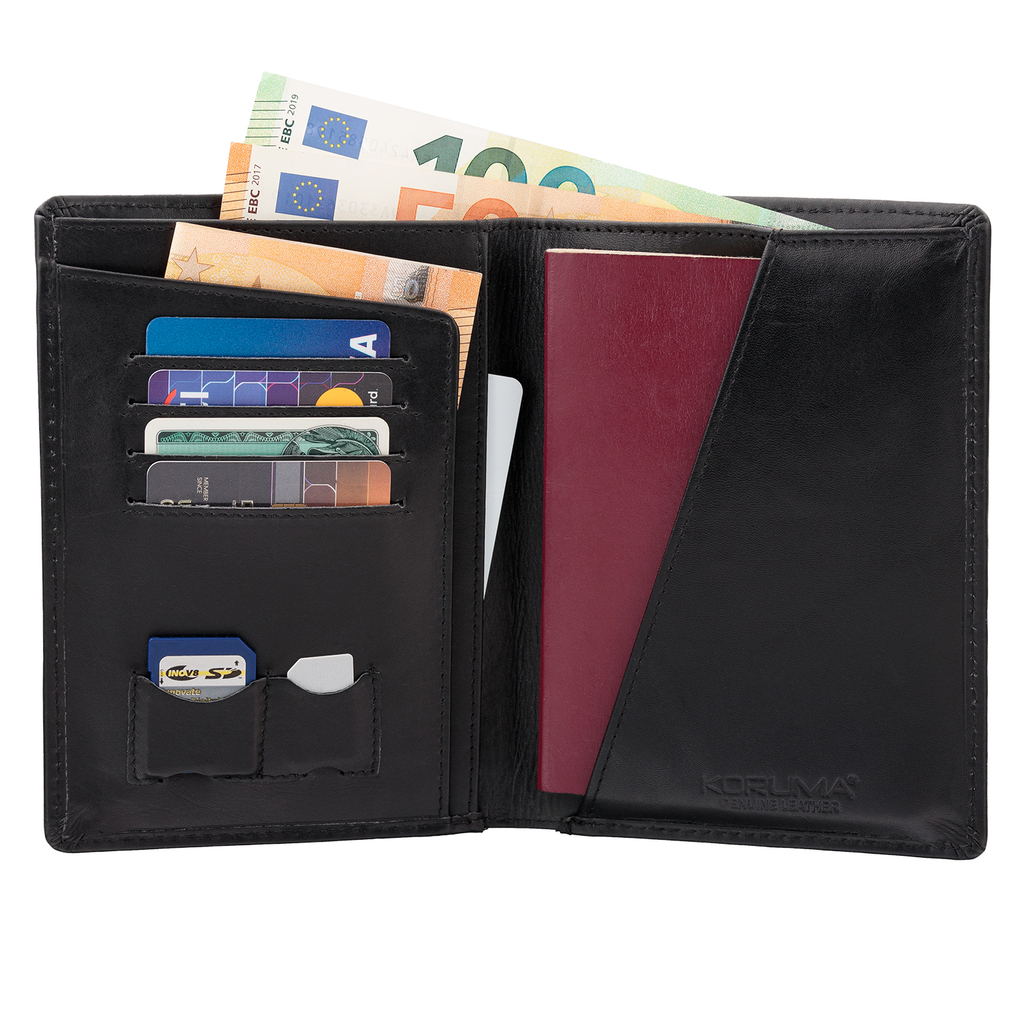 RFID shielding travel black wallet for your contactless documents