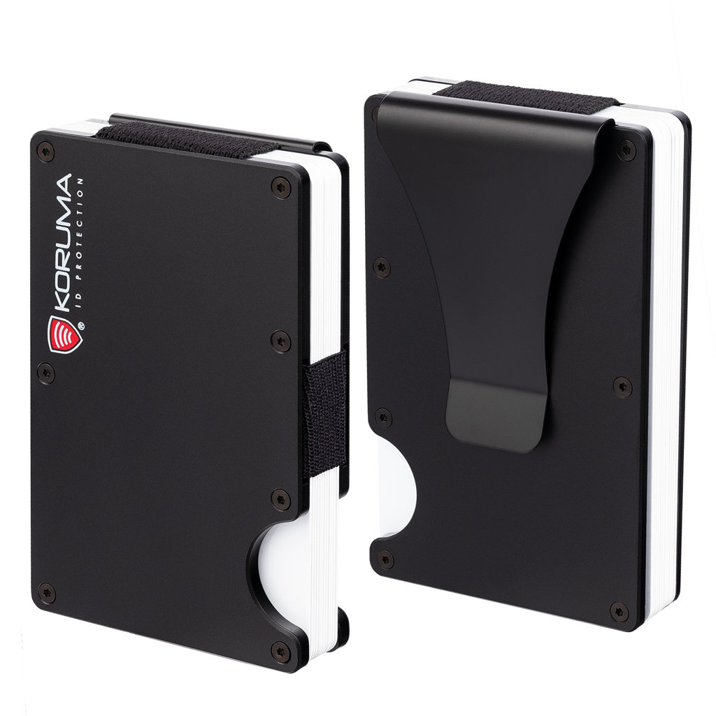 Aluminium Card Holder with Removable Clip and RFID Protection (Black)