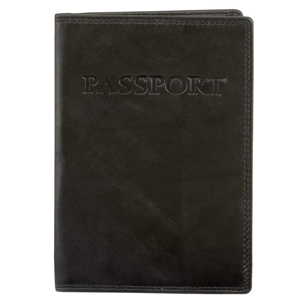 RFID Blocking Genuine Leather Passport Holder (Black) Koruma Id