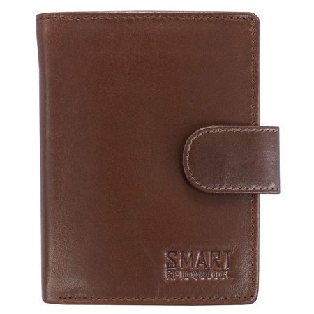 Cognac Brown Leather RFID Wallet for 11-15 Cards with Coin Pocket and 3 ID Windows