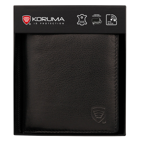 Black Leather RFID Wallet for 6 Cards with Coin Pocket and ID Window - SMALL - SM-900GBL