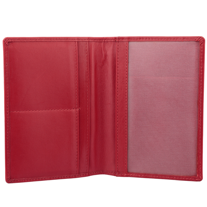 Slim leather wallet with RFID protection (red)