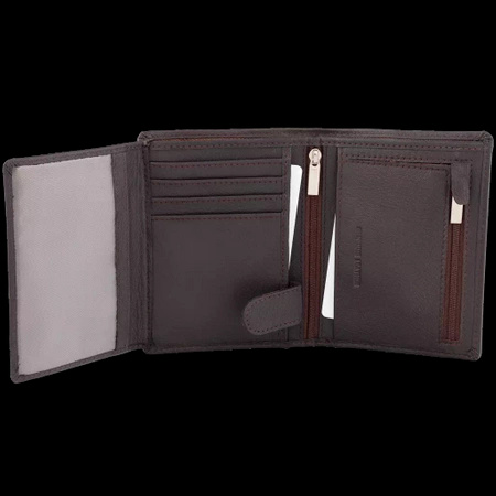 Brown Leather RFID Wallet for 6-10 Cards with Zipped Coin Pocket and Hidden Note Section