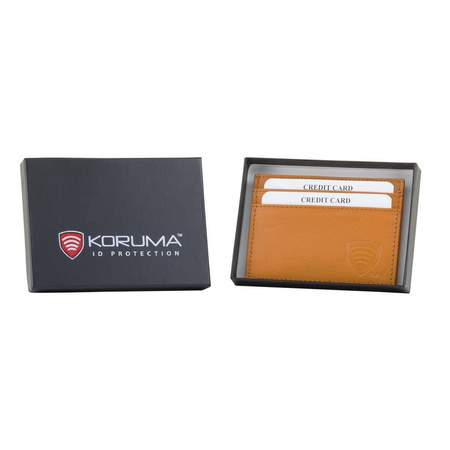 RFID Blocking Exclusive Handmade Genuine Leather Credit Card Holder (Orange)