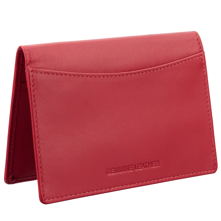 Slim leather wallet with RFID protection (red)