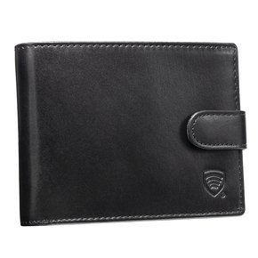 Black Leather RFID Wallet for 8-12 Cards with Coin Pocket and 3 ID Windows