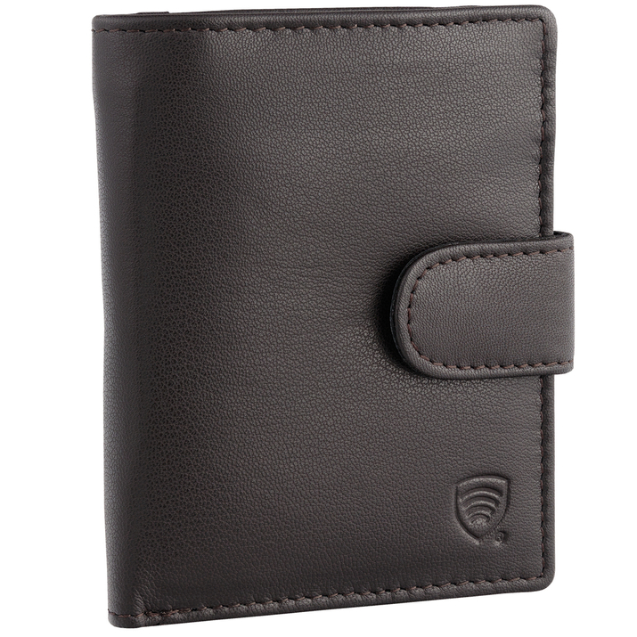 Brown Leather RFID Wallet for 5-10 Cards with Zipped Coin Pocket and Zipped Note Section