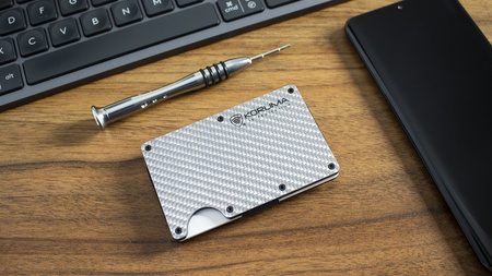 Carbon Fiber Card Holder with Money Clip (up to 12 Cards) - SILVER