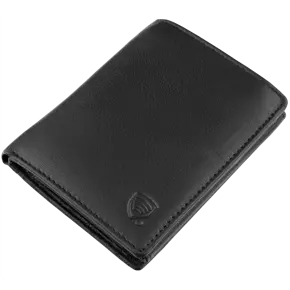 Black Leather RFID Wallet for 6-10 Cards with Zipped Coin Pocket and Hidden Note Section