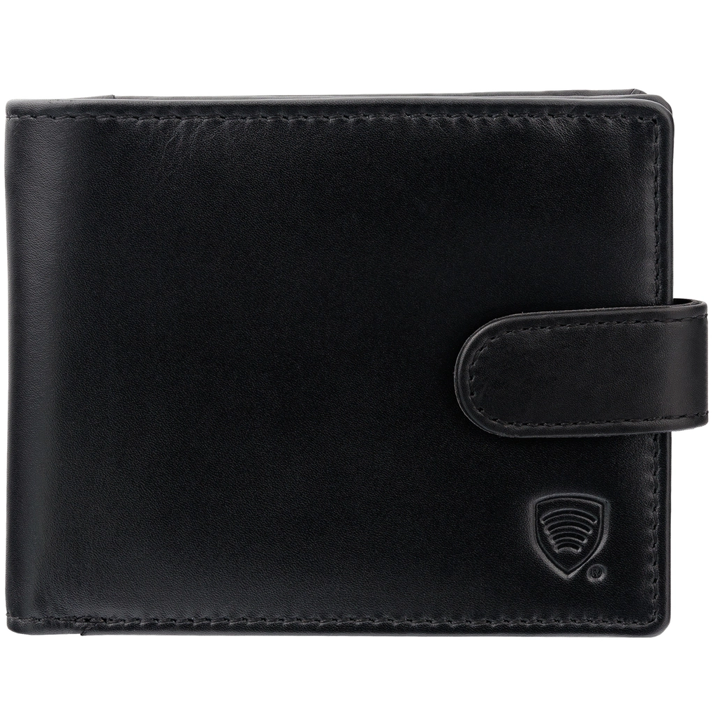 RFID Blocking Men's Leather Wallet with Tab Closure Black