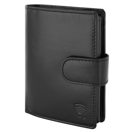 Black Leather RFID Wallet for 11-15 Cards with Coin Pocket and 3 ID Windows