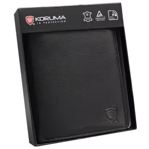Black Leather RFID Wallet for 8-12 Cards with Coin Pocket and Hidden Note Section