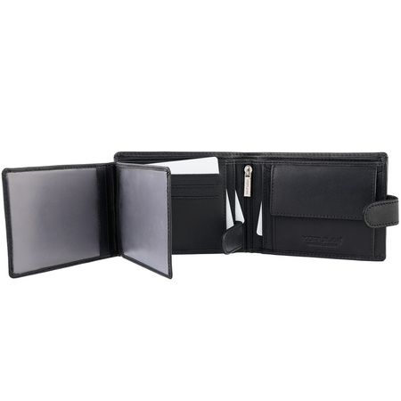 Black Leather RFID Wallet for 8-12 Cards with Coin Pocket and 3 ID Windows - SM-905GBL