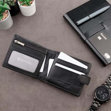 4 Card RFID Mens Wallet with Zipped Note Section 