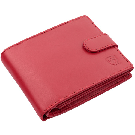 Red Leather RFID Wallet for 8-12 Cards with Coin Pocket and 3 ID Windows