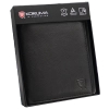 Black Leather RFID Wallet for 8-12 Cards with Coin Pocket and Hidden Note Section