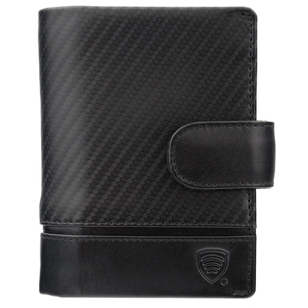 Black Leather RFID Wallet for 11-15 Cards with Coin Pocket and 3 ID Windows