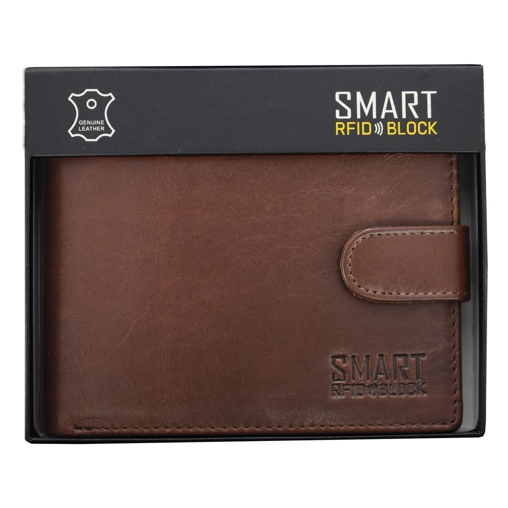 RFID Blocking Men's Leather Wallet with Tab Closure Black