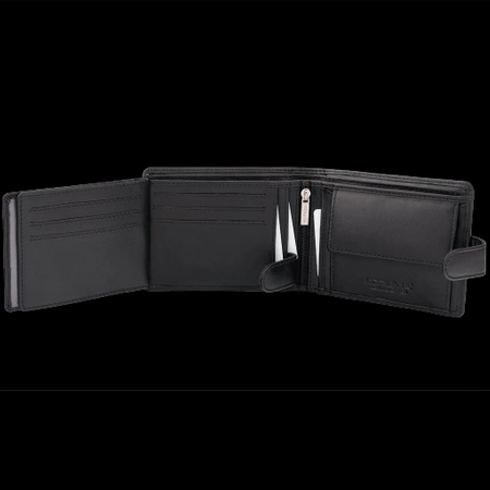 Carbon Black Leather RFID Wallet for 8-12 Cards with Coin Pocket and 3 ID Windows