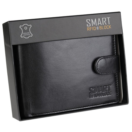 Black Leather RFID Wallet for 8-12 Cards with Coin Pocket and 3 ID Windows