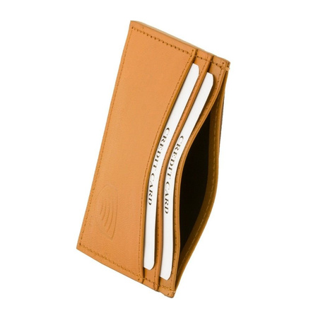 RFID Blocking Exclusive Handmade Genuine Leather Credit Card Holder (Orange)