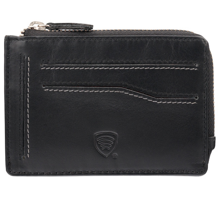 RFID blocking small zipper wallet (Black)