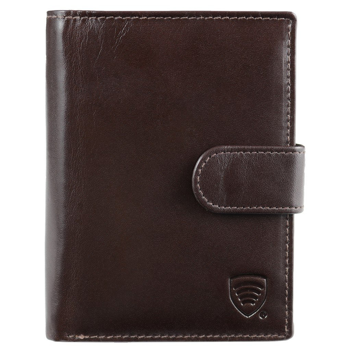 RFID blocking wallet - vertical (shiny brown)