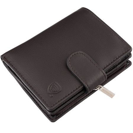 Brown Leather RFID Wallet for 5-10 Cards with Zipped Coin Pocket and Zipped Note Section