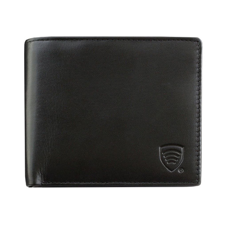 Black Italian Leather RFID Wallet for 14 Cards and ID – Single Billfold with Flap