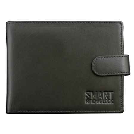 Black Leather RFID Wallet for 8-12 Cards with Coin Pocket and 3 ID Windows