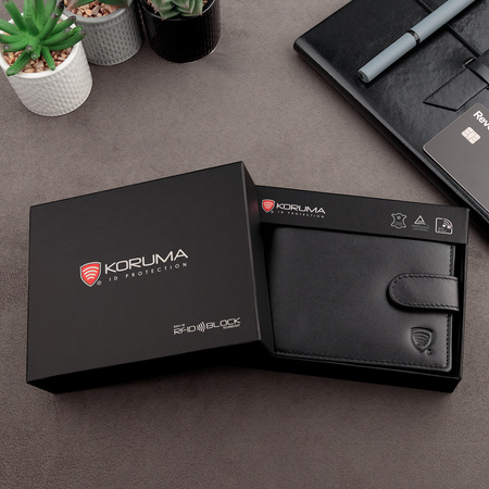 Mens RFID Blocking Coin Wallet With Snap Closure (Black)