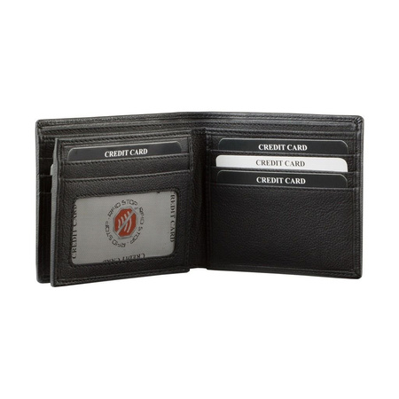 Black Leather RFID Wallet for 14 Cards and ID – Single Billfold with Flap