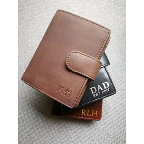 Personalised Leather RFID Wallet - Blind Embossed - Silver/Gold Engraved