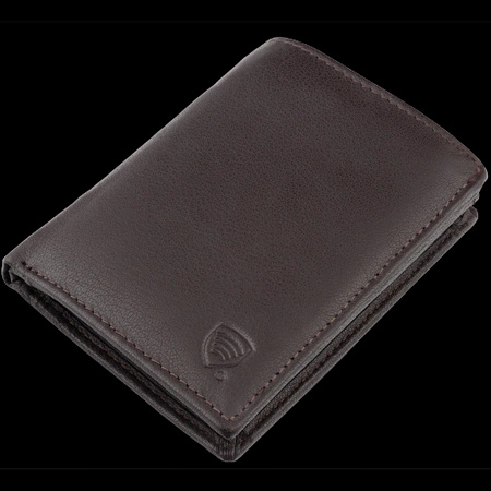 Brown Leather RFID Wallet for 6-10 Cards with Zipped Coin Pocket and Hidden Note Section