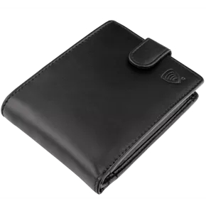 Black Leather RFID Wallet for 8-12 Cards with Coin Pocket and 3 ID Windows