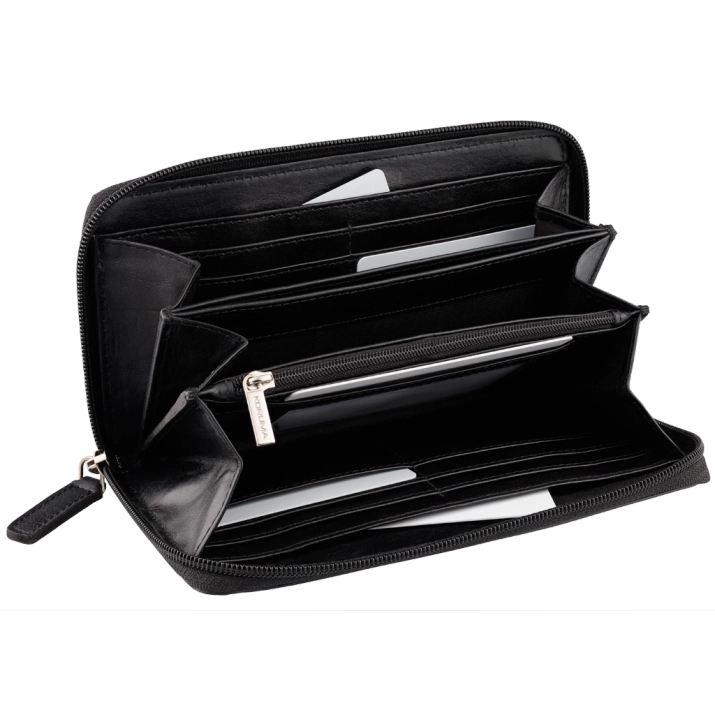 Large RFID Ladies Zipped Wallet (Black)