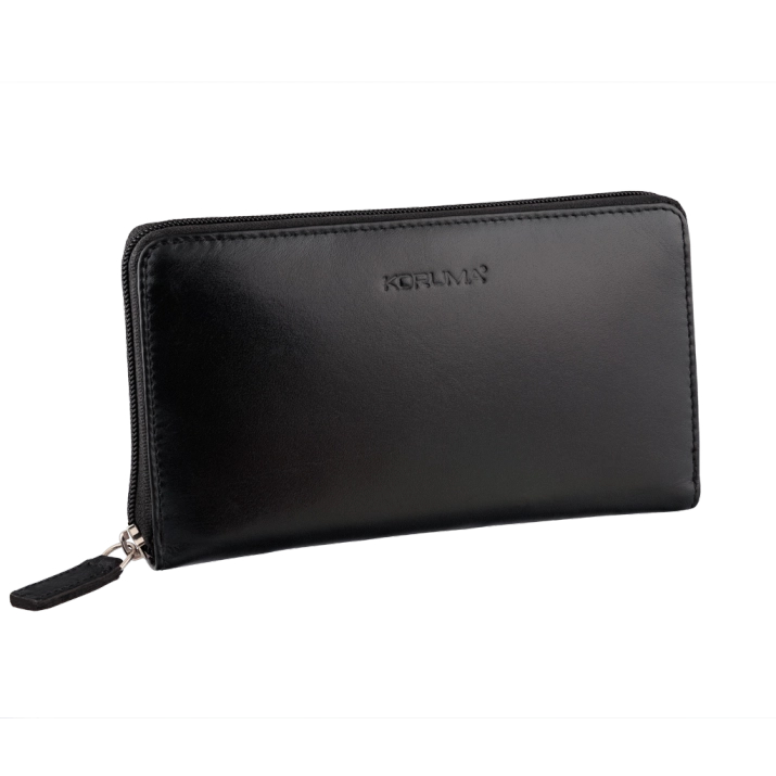 Large RFID Ladies Zipped Wallet (Black)
