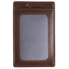 Cognac Brown Leather RFID Card Holder - 2 Card Slots - Note Section ID Window - Slim Wallet