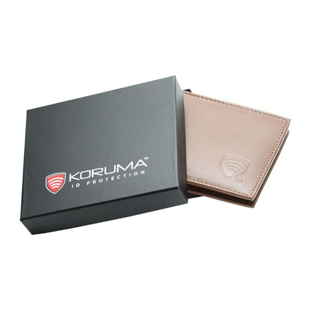 SMALL RFID BLOCKING BILLFOLD WALLET WITH ID WINDOW (TAN)