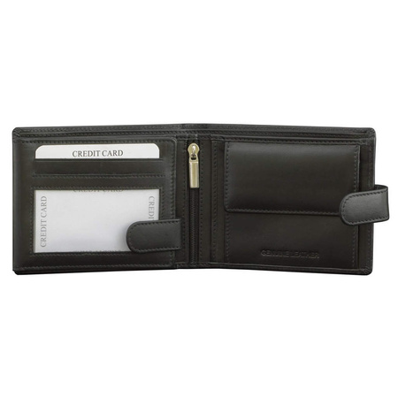 Black Leather RFID Wallet for 8-12 Cards with Coin Pocket and 3 ID Windows