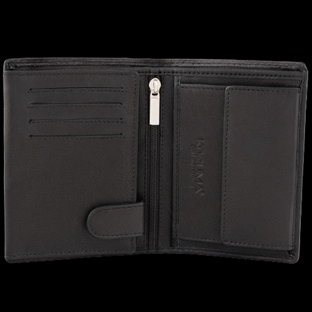 Black Leather RFID Wallet for 8-12 Cards with Coin Pocket and Hidden Note Section