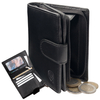 Black Leather RFID Wallet for 5-10 Cards with Zipped Coin Pocket and Zipped Note Section