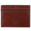 Cognac Brown Leather RFID Card Holder - 4 Card Slots - Note Section - Slim Wallet