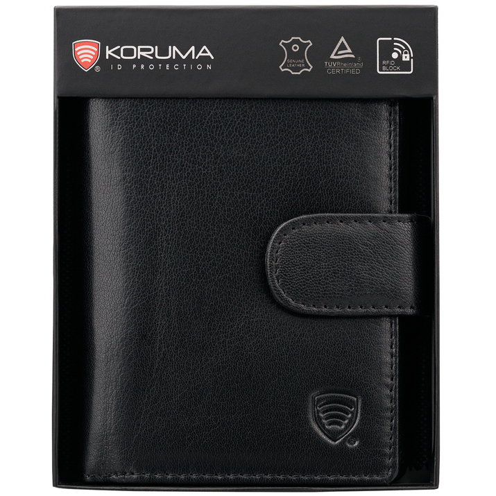 Black Leather RFID Wallet for 11-15 Cards with Coin Pocket and 3 ID Windows - SM-904GBL