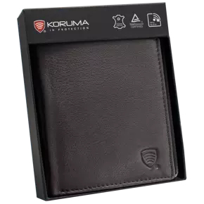 Brown Leather RFID Wallet for 6-10 Cards with Zipped Coin Pocket and Hidden Note Section