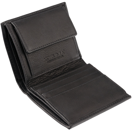 Black Leather RFID Wallet for 6 Cards with Coin Pocket and ID Window - SMALL - SM-900GBL