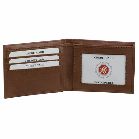 SMALL RFID BLOCKING BILLFOLD WALLET WITH ID WINDOW (TAN)